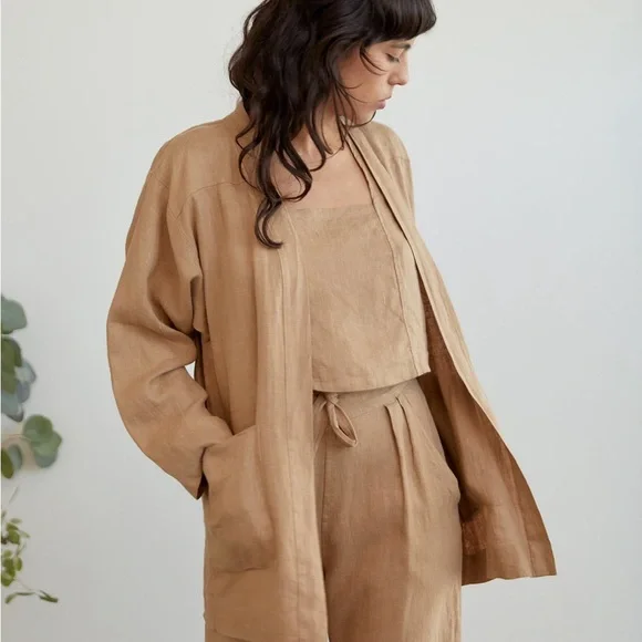 Sugar Candy Mountain Maple Jacket 100% Natural Linen - Picture 1 of 4